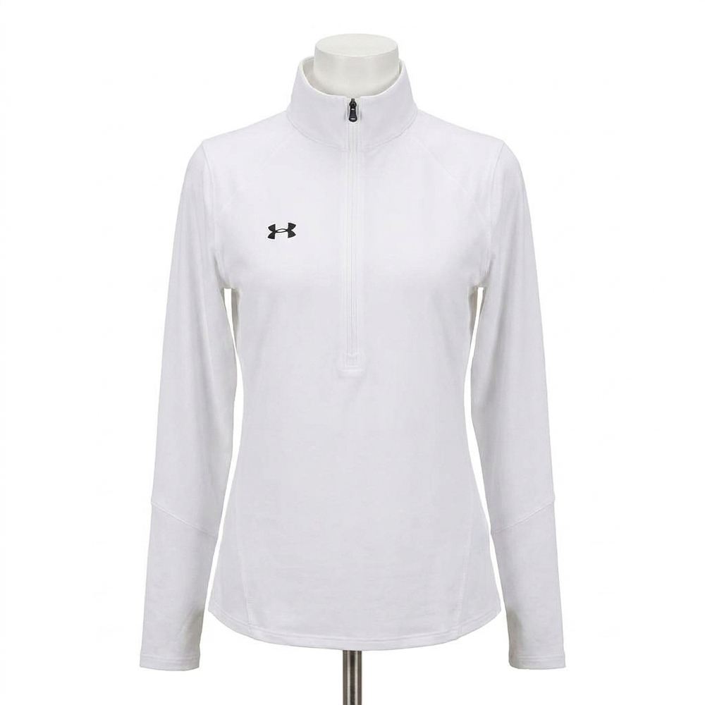 NEW UNDER ARMOUR women's locker half zip shirt in white